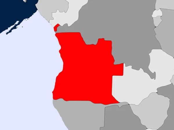 Angola Červené Barvě Politickou Mapu Transparentní Oceány Obrázek — Stock fotografie