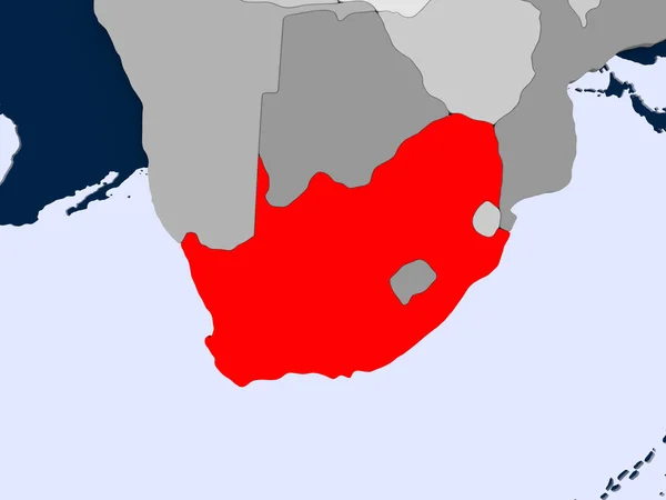 South Africa Red Political Map Transparent Oceans Illustration — Stock Photo, Image