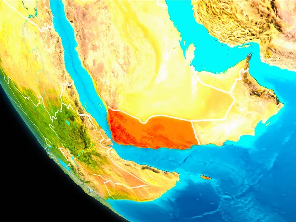 Yemen Destacó Rojo Planeta Tierra Con Fronteras Visibles Ilustración Elementos —  Fotos de Stock