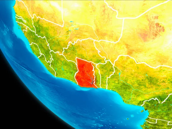 Gana Planet Earth görünür kenarlıklar ile kırmızı vurgulanır. 3D çizim. Nasa tarafından döşenmiş bu görüntü unsurları.