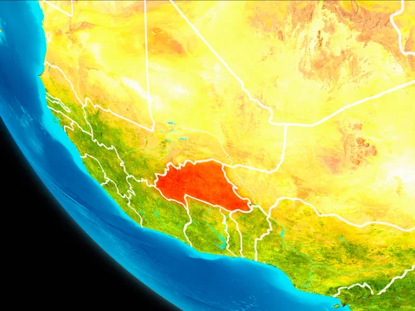 Burkina Faso Rot Hervorgehoben Auf Dem Planeten Erde Mit Sichtbaren — Stockfoto