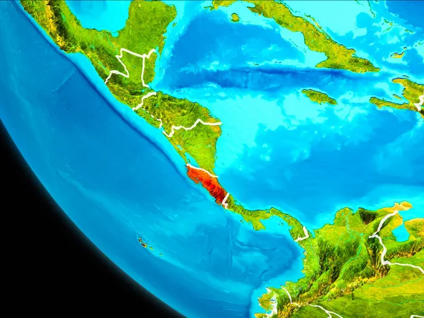 Kosta Rika Planet Earth görünür kenarlıklar ile kırmızı vurgulanır. 3D çizim. Nasa tarafından döşenmiş bu görüntü unsurları.