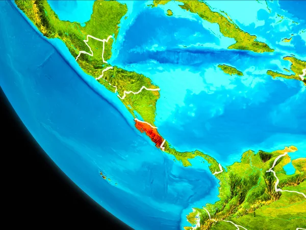 Коста Ріка Виділено Червоним Кольором Планеті Земля Видимих Меж Ілюстрації — стокове фото