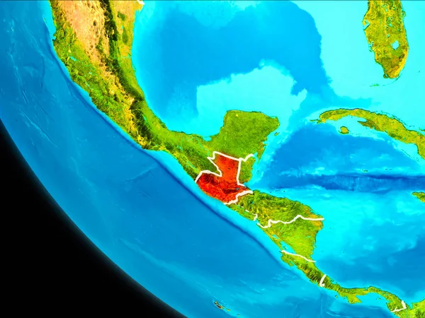 Guatemala Planet Earth görünür kenarlıklar ile kırmızı vurgulanır. 3D çizim. Nasa tarafından döşenmiş bu görüntü unsurları.