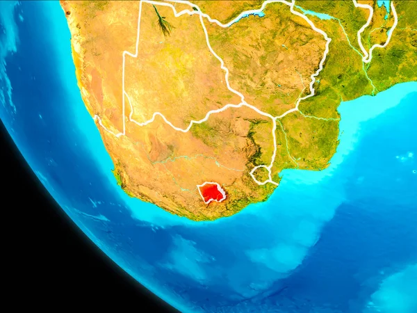 Lesotho Rött Planeten Jorden Med Synliga Kantlinjer Illustration Delar Denna — Stockfoto