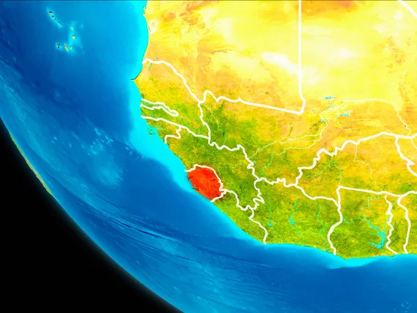 Sierra Leone Souligné Rouge Sur Planète Terre Avec Des Frontières — Photo