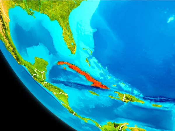 Küba Planet Earth görünür kenarlıklar ile kırmızı vurgulanır. 3D çizim. Nasa tarafından döşenmiş bu görüntü unsurları.