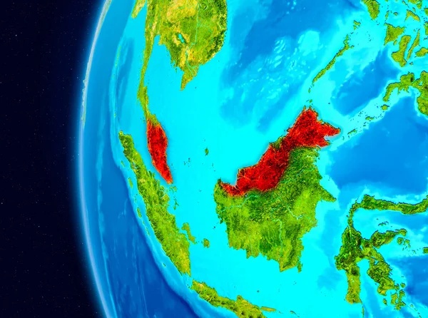 Planet Earth Earth yörüngeden görüldüğü gibi Malezya Illustration. 3D çizim. Nasa tarafından döşenmiş bu görüntü unsurları.