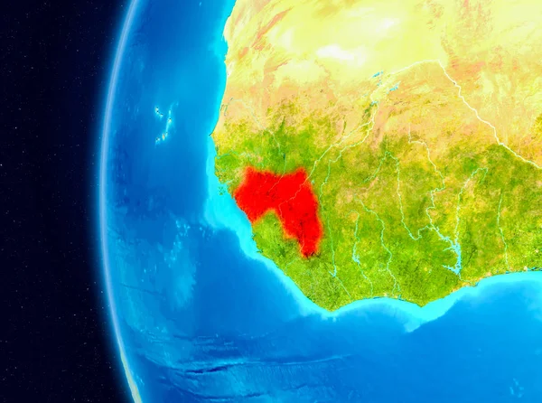Planet Earth Earth yörüngeden görüldüğü gibi Gine Illustration. 3D çizim. Nasa tarafından döşenmiş bu görüntü unsurları.
