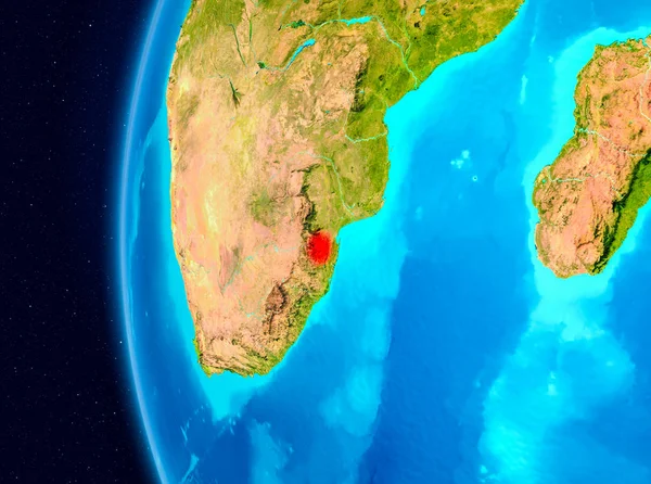 Planet Earth Earth yörüngeden görüldüğü gibi Svaziland Illustration. 3D çizim. Nasa tarafından döşenmiş bu görüntü unsurları.