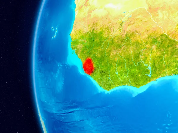 Sierra Leone Planet Earth Earth yörüngeden görüldüğü gibi Illustration. 3D çizim. Nasa tarafından döşenmiş bu görüntü unsurları.