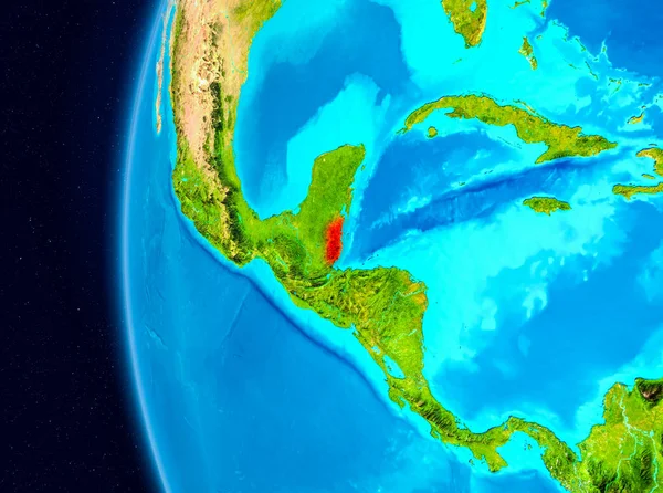 Planet Earth Earth yörüngeden görüldüğü gibi Belize Illustration. 3D çizim. Nasa tarafından döşenmiş bu görüntü unsurları.