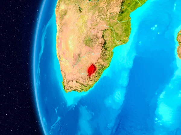 Planet Earth Earth yörüngeden görüldüğü gibi Lesotho Illustration. 3D çizim. Nasa tarafından döşenmiş bu görüntü unsurları.