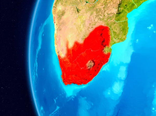 Illustration Von Südafrika Aus Der Erdumlaufbahn Auf Dem Planeten Erde — Stockfoto