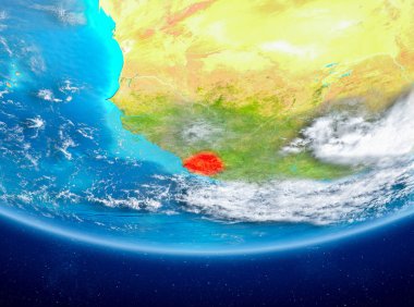 Sierra Leone Planet Earth bulutlar ile kırmızı vurgulanır. 3D çizim. Nasa tarafından döşenmiş bu görüntü unsurları.