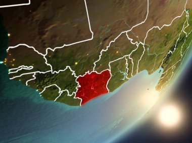 Fildişi Sahili ile son derece detaylı yüzey dokuları ve görünür ülke sınırları uzaydan. 3D çizim. Nasa tarafından döşenmiş bu görüntü unsurları.