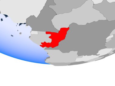 3d modeli şeffaf okyanuslar ile siyasi dünya bir Kongo. 3D çizim.