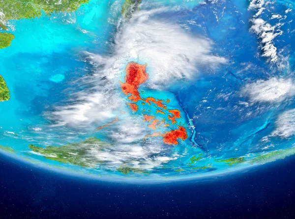 Φιλιππίνες Επισημαίνονται Κόκκινο Χρώμα Στον Πλανήτη Σύννεφα Απεικόνιση Στοιχεία Αυτής — Φωτογραφία Αρχείου