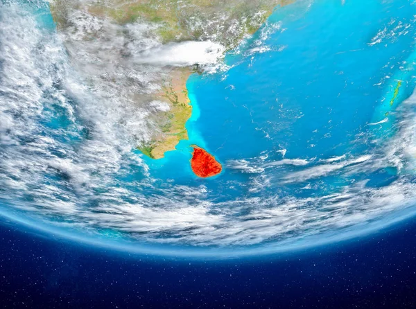 Sri Lanka Planet Earth bulutlar ile kırmızı vurgulanır. 3D çizim. Nasa tarafından döşenmiş bu görüntü unsurları.