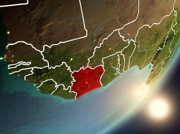 Fildişi Sahili ile son derece detaylı yüzey dokuları ve görünür ülke sınırları uzaydan. 3D çizim. Nasa tarafından döşenmiş bu görüntü unsurları.