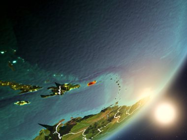 Porto Riko son derece detaylı yüzey dokuları ve görünür ülke sınırları ile uzaydan. 3D çizim. Nasa tarafından döşenmiş bu görüntü unsurları.