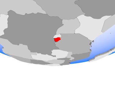 Burundi 3d modeli şeffaf okyanuslar ile siyasi dünya bir. 3D çizim.