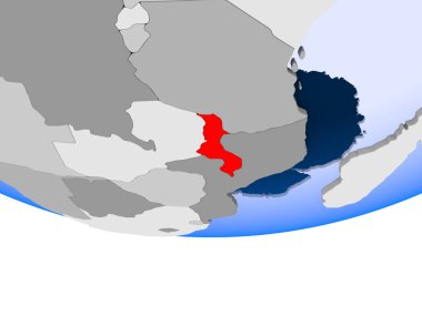 Malavi 3d modeli şeffaf okyanuslar ile siyasi dünya bir. 3D çizim.