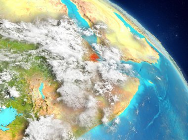 Dünya yörüngesine görüldüğü gibi Cibuti Illustration. 3D çizim. Nasa tarafından döşenmiş bu görüntü unsurları.