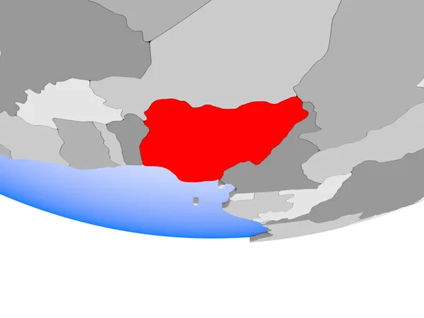 Nigeria Model Globus Polityczny Przezroczystym Oceanów Ilustracja — Zdjęcie stockowe