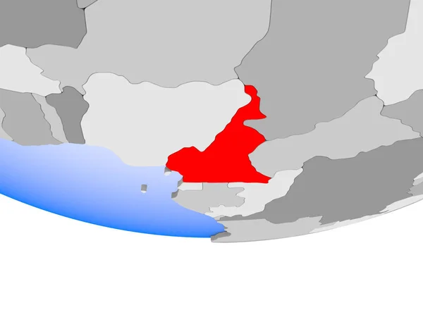 Kamerun Şeffaf Okyanuslar Ile Siyasi Dünya Modeli Hakkında Çizim — Stok fotoğraf
