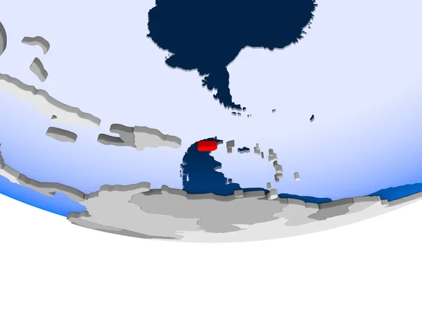 波多黎各在3D 的政治全球模式与透明的海洋 — 图库照片