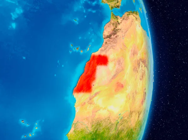 Ülkesinde Batı Sahra red Planet Earth. 3D çizim. Nasa tarafından döşenmiş bu görüntü unsurları.