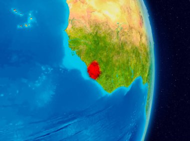 Planet Earth kırmızı ülke Sierra Leone. 3D çizim. Nasa tarafından döşenmiş bu görüntü unsurları.