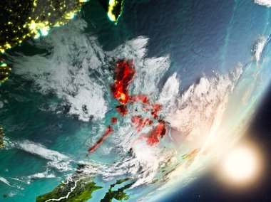 Türkiye son derece detaylı yüzey dokuları ve görünür ülke sınırları ile uzaydan. 3D çizim. Nasa tarafından döşenmiş bu görüntü unsurları.