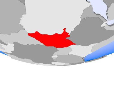 3d modeli şeffaf okyanuslar ile siyasi dünya bir Güney Sudan. 3D çizim.