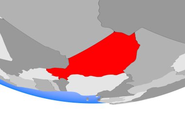 Nijer, şeffaf okyanuslar ile siyasi dünya 3d modeli. 3D çizim.