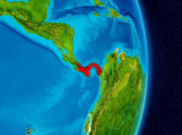 Ülkesinde Panama red Planet Earth. 3D çizim. Nasa tarafından döşenmiş bu görüntü unsurları.
