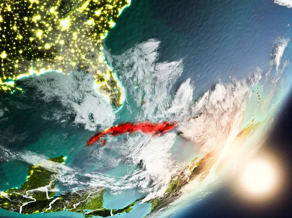 Küba'dan son derece detaylı yüzey dokuları ve görünür ülke sınırları ile alan. 3D çizim. Nasa tarafından döşenmiş bu görüntü unsurları.