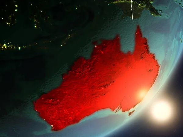 Australia Desde Espacio Con Texturas Superficiales Muy Detalladas Fronteras País — Foto de Stock