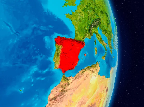Spanien Rot Auf Dem Planeten Erde Illustration Elemente Dieses Bildes — Stockfoto