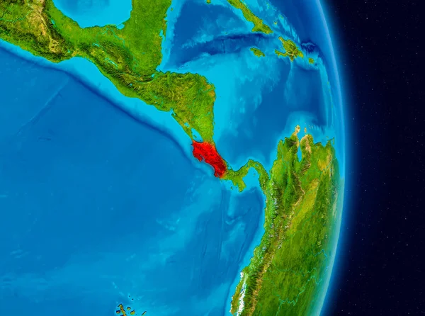 哥斯达黎加的国家在地球上的红色 Nasa 提供的这个图像的元素 — 图库照片