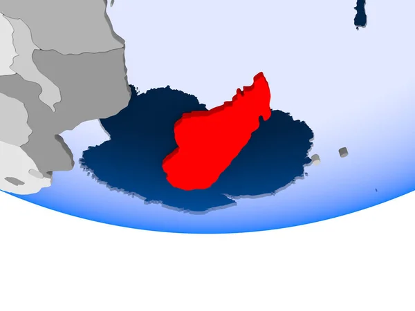 Modeli Şeffaf Okyanuslar Ile Siyasi Dünya Bir Madagaskar Çizim — Stok fotoğraf