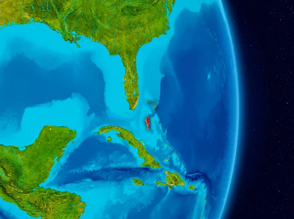 Bahamalar bir ülkenin kırmızı Planet Earth. 3D çizim. Nasa tarafından döşenmiş bu görüntü unsurları.