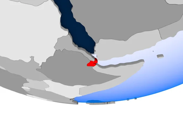 Dschibuti Auf Dem Modell Eines Politischen Globus Mit Transparenten Ozeanen — Stockfoto