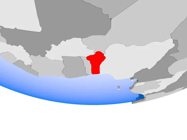 Benin Modell Politikai Földgömb Átlátható Óceánok Illusztráció — Stock Fotó