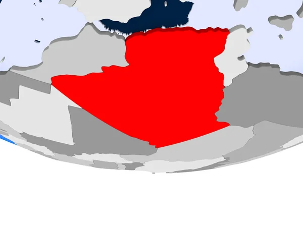 Algerien Auf Einem Modell Des Politischen Globus Mit Transparenten Ozeanen — Stockfoto