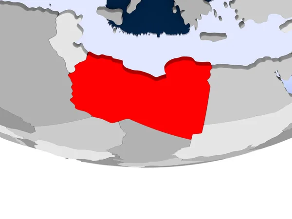 Líbia Modelo Globo Político Com Oceanos Transparentes Ilustração — Fotografia de Stock