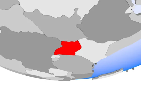 Уганда Модели Политического Глобуса Прозрачными Океанами Иллюстрация — стоковое фото