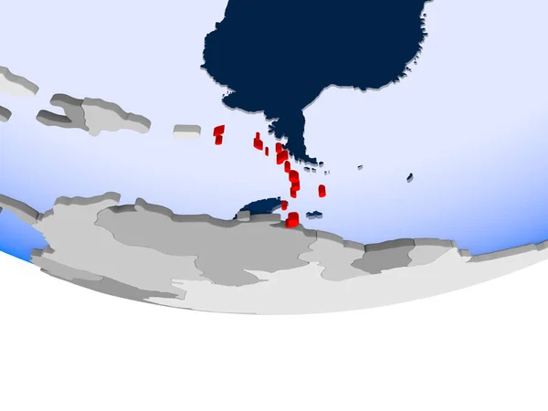 Karibik Auf Modell Des Politischen Globus Mit Transparenten Ozeanen Illustration — Stockfoto