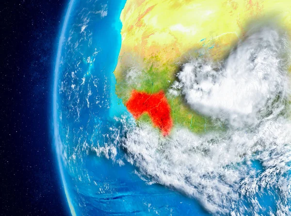 Mapa Guinea Visto Desde Espacio Planeta Tierra Con Nubes Atmósfera — Foto de Stock